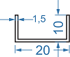 Алюмінієвий швелер 20x10x1.5 Анод