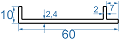 Алюмінієвий кутник різносторонній 60x10x2.4 б.п.