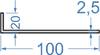 Алюмінієвий кутник різносторонній 100x20x2.5 б.п.