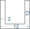 Алюмінієвий швелер 12x12x2 Анод