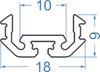 Алюмінієвий світлодіодний профіль 18x9 б.п.