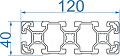 Алюмінієвий верстатний профіль 40x120 б.п.