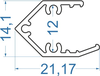 Алюмінієвий світлодіодний профіль 21.17x14.1 Анод