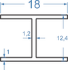 Алюмінієвий двотавр 18x12.4 мм Анод