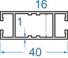 Алюмінієвий ригель 40x16 б.п.