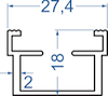 Алюмінієвий профіль — приямок 27.4x18 Анод
