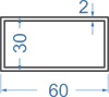 Алюмінієва труба прямокутна 60x30x2 б.п.