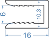 Притискна планка для вентилюючиx фасадів 16x10.3x6 Анод