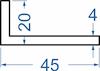Алюмінієвий кутник різносторонній 45x20x4 б.п.