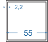 Алюмінієва труба квадратна 55x55x2.2 Анод