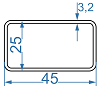 Алюмінієва труба прямокутна 45x25x3.2 б.п.