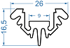 Алюмінієвий світлодіодний профіль 26x16.5 Анод