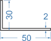 Алюмінієвий кутник різносторонній 50x30x2 б.п.