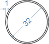 Алюмінієва труба кругла ø 32x1 мм б.п.