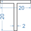 Алюмінієвий тавр 20x20x2 Анод
