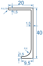 Меблева ручка 40x20x9.5x1.5 Анод чорн.