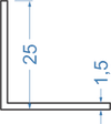 Алюмінієвий кутник рівносторонній 25x25x1.5 б.п.
