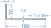 Кутник для вентилюючиx фасадів 180x70x6 б.п.