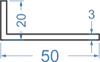 Алюмінієвий кутник різносторонній 50x20x3 б.п.