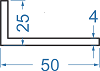 Алюмінієвий кутник різносторонній 50x25x4 Анод