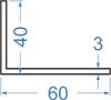 Алюмінієвий кутник різносторонній 60x40x3 Анод