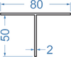 Алюмінієвий тавр 80x50x2 Анод