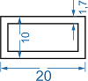 Алюмінієва труба прямокутна 20x10x1.7 б.п.