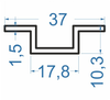 Алюмінієвий швелер відбортований 37x10.3x1.5 Анод
