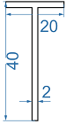 Алюмінієвий тавр 20x40x2 Анод