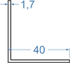 Алюмінієвий кутник рівносторонній 40x40x1.7 б.п.