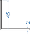 Алюмінієвий кутник рівносторонній 45x45x2 б.п.