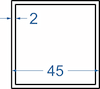 Алюмінієва труба квадратна 45x45x2 Анод