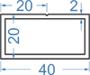 Алюмінієва труба прямокутна 40x20x2 б.п.