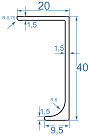 Меблева ручка 40x20x9.5x1.5 б.п.
