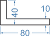 Алюмінієвий кутник різносторонній 80x40x10 б.п.