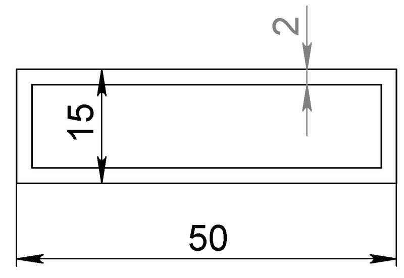 Алюмінієва труба прямокутна 50x15x2 Анод