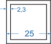 Алюмінієва труба квадратна 25x25x2.3 Анод