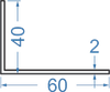 Алюмінієвий кутник різносторонній 60x40x2 б.п.