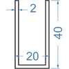 Алюмінієвий швелер 20x40x2 б.п.