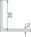 Алюмінієвий кутник рівносторонній 35x35x2 б.п.