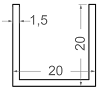 Алюмінієвий швелер 20x20x1.5 Анод