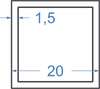 Алюмінієва труба квадратна 20x20x1.5 Анод