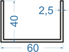 Алюмінієвий швелер 60x40x2.5 б.п.
