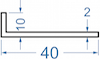Алюмінієвий кутник різносторонній 40x10x2 б.п.