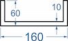 Алюмінієвий швелер 160x60x10 б.п.