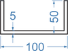 Алюмінієвий швелер 100x50x5 б.п.