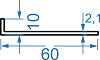 Алюмінієвий кутник різносторонній 60x10x2.1 б.п.