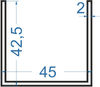 Алюмінієвий швелер 45x42.5x2 Анод