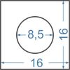 Алюмінієвий пруток квадратний 16x16. отв. 8.5 б.п.