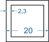 Алюмінієва труба квадратна 20x20x2.3 б.п.